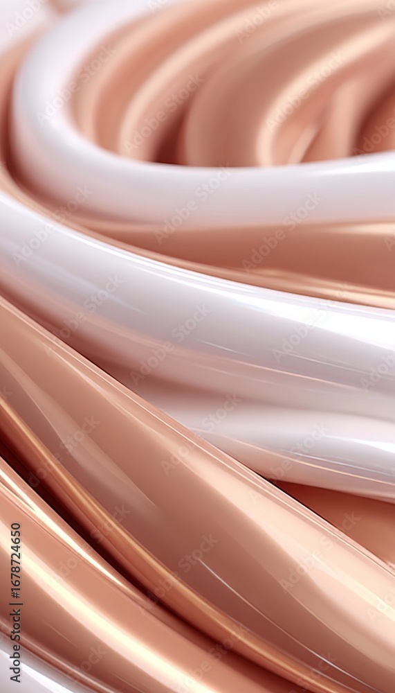 Poster abstract swirls in peach and cream with soft candy-like textures and modern design elements