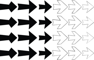 Progressive arrow sequence shows forward movement and growing momentum towards goal