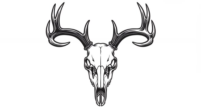 Detailed deer skull with antlers graphic design