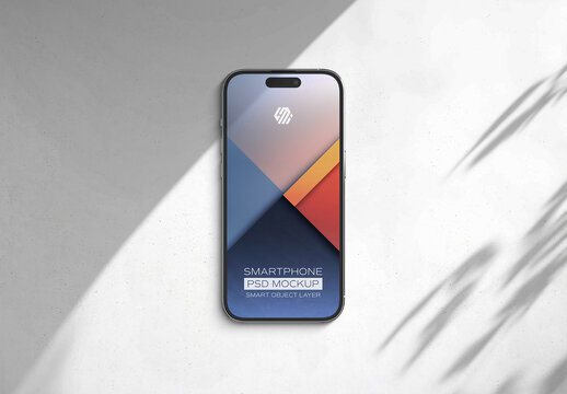Isolated Smartphone Mockup With Editable Soft Shadows