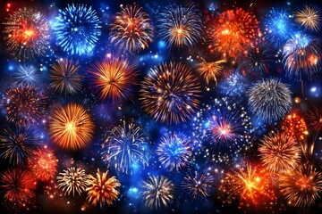 Fototapeta premium Colorful fireworks exploding in the night sky creating a festive atmosphere