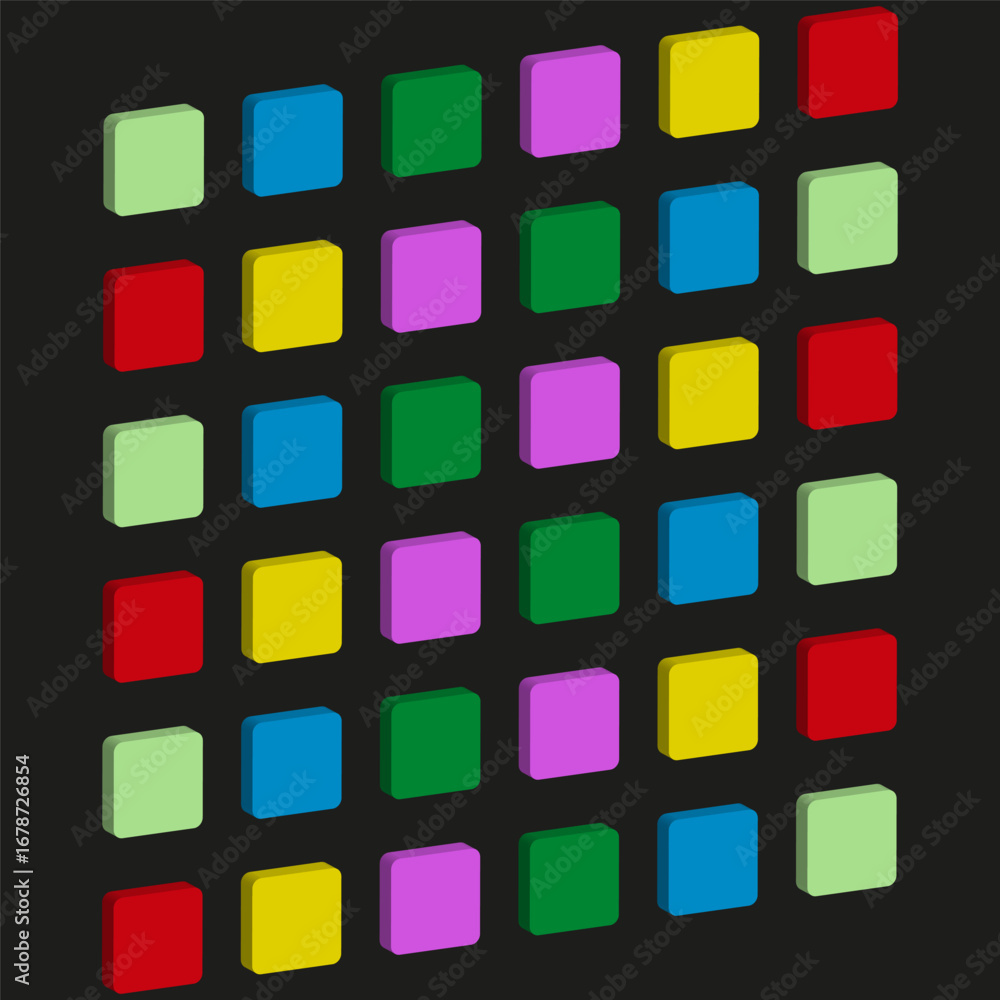 Aufkleber colorful squares perspective. 3d grid pattern. abstract shapes vector. modern geometric background.