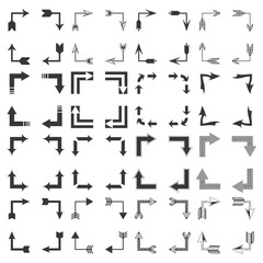 Abstract corner icons. Monochrome decorative elements. Geometric vector illustration. Modern design symbol.