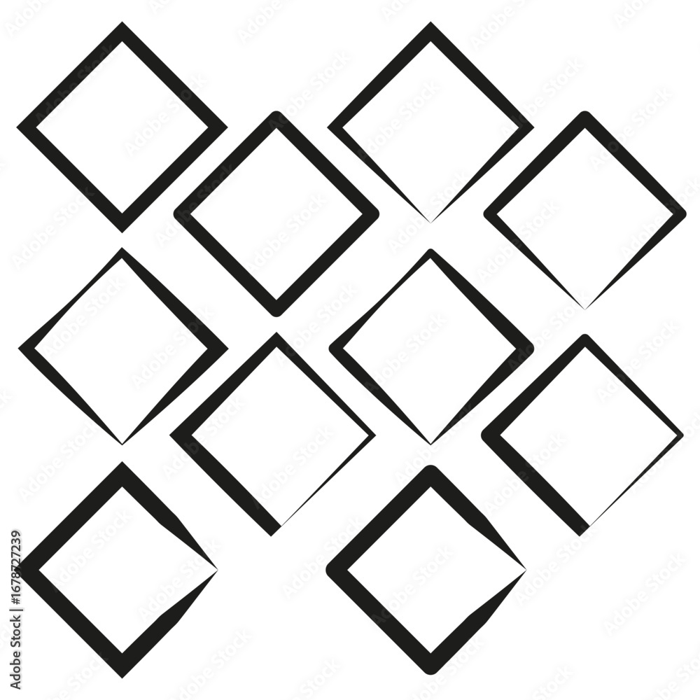 Poster abstract rhombus shapes. geometric outline pattern. dynamic line art. vector graphic elements.