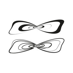 Abstract butterfly shapes. Symmetric decorative elements. Minimalist line art. Vector white background.