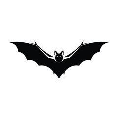 Vector illustration of black bat silhouette with spread wings