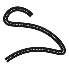 Fototapeta premium Curved road section. Winding street path. Transportation route Vector. Navigation element illustration.
