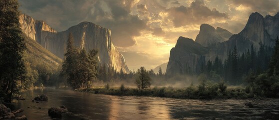 Majestic Sunrise in Yosemite Valley: A Cinematic Landscape