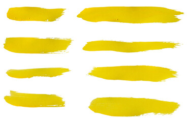Obraz premium Yellow brush stroke paint isolated on transparent background