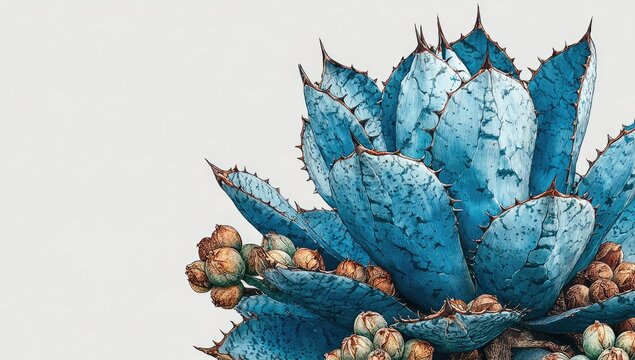 Close-up of vibrant blue agave plant