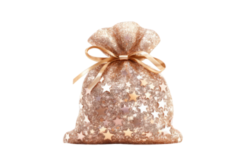 A golden gift bag with star embellishments