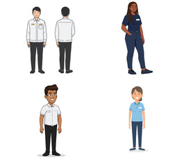Diversity in service industry: Illustration of staff wearing uniform variations