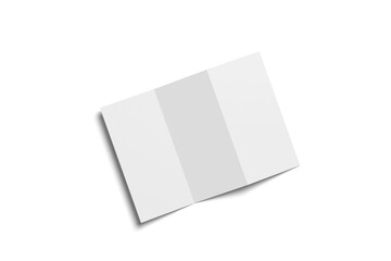 Blank white tri-fold brochure mockups, slightly overlapping on a white background. Ideal for clean design presentations