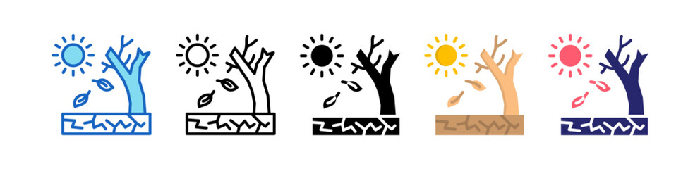 Drought Multiple Style Icon Set Collection. 