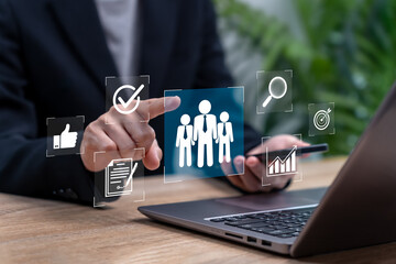 HR Recruitment and Employee Selection Concept, Businesswoman Reviewing select team Candidate Profiles Human Resource Management, Job Interview, Talent Acquisition, Career Development, Hiring Process