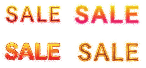 Eye-catching sale signs with glowing spark trails, perfect for promotions and offers