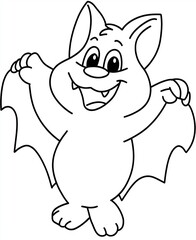 Coloring for children and adults, coloring of the animal world, bat.