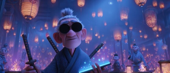 Obraz premium Animated Fantasy Characters – Lantern Festival, Magical Nights & Stylized 3D Illustrations