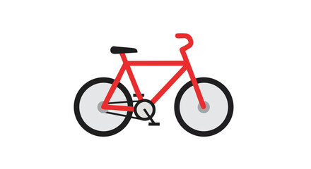 Stylized red bicycle icon, design featuring a minimalist representation on a clear backdrop showcasing transport