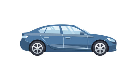 Modern blue sedan vector illustration showcasing sleek design and elegant lines against a clean white backdrop evoking movement