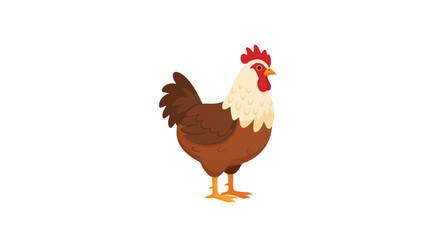 Fototapeta premium Illustrative farm rooster presenting classic poultry characteristics with a cartoon style,standing proud with its vibrant plumage on clean background
