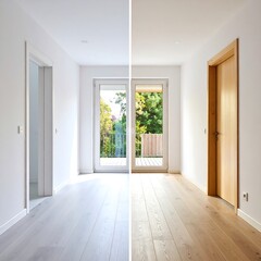 Modern interior design, before and after