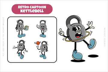 Funny Kettlebell Cartoon and Sport Themed Mascot Collection