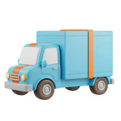 3d blue truck isolated on transparent background
