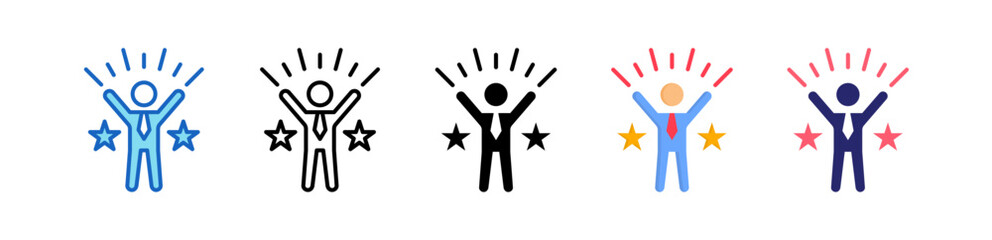 Self Confidence Multiple Style Icon Set Collection. 