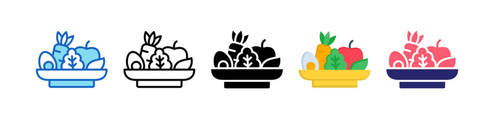 Healthy Eating Multiple Style Icon Set Collection. 