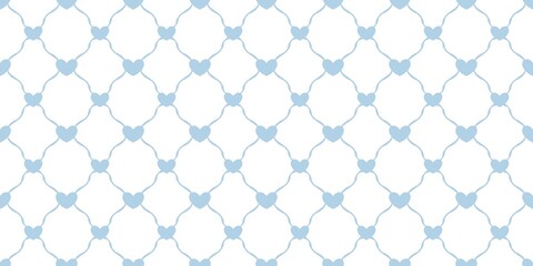 Fototapeta premium Heart pattern minimalist. Simple cute Valentines day background. Valentines blue heart diagonal line seamless pattern. Blue heart and white background create a romantic vibe.