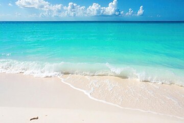 Relaxing beach scene with turquoise water lapping gently on white sand, perfect for summer vacation dreams Sun-kissed shore, calm waves, idyllic escape , water, tropical