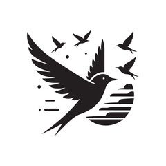 birds flying vector silhouette clip art logo design illustration. birds group flying icon collections.