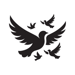Obraz premium birds flying vector silhouette clip art logo design illustration. birds group flying icon collections.