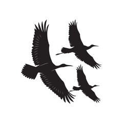 birds flying vector silhouette clip art logo design illustration. birds group flying icon collections.