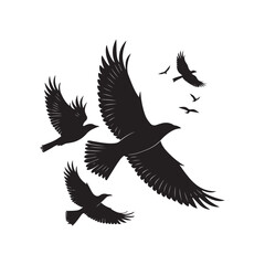 birds flying vector silhouette clip art logo design illustration. birds group flying icon collections.