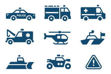 Emergency Vehicles Icon Set, icon design, icon set