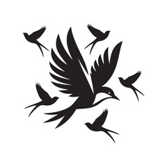 birds flying vector silhouette clip art logo design illustration. birds group flying icon collections.