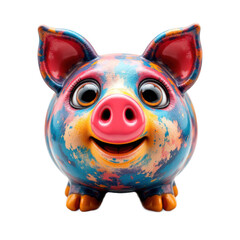 Transparent, png Happy Colorful Cartoon Pig 3D Render