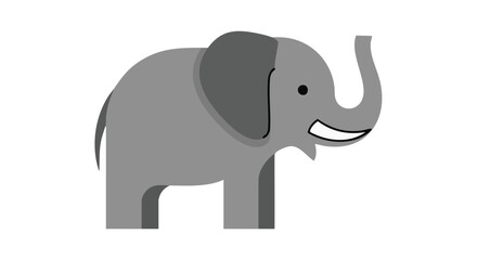 Obraz premium Stylized Gray Elephant Illustration on Plain White Background for Children's Education and Fun Animal Themes