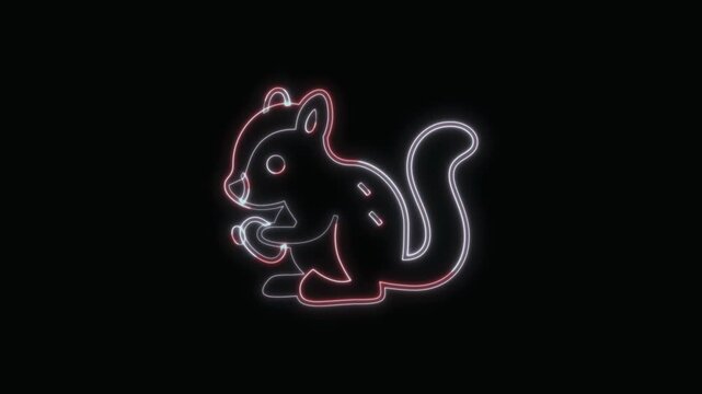  Chipmunk Icon Neon Seamless Loop 4K with Black Background Animated Promotional Typography for Video Editing