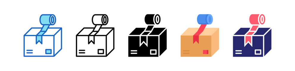 Box Multiple Style Icon Set Collection. 