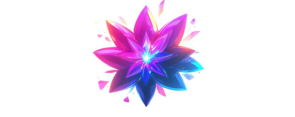 Vibrant neon flower pink blue petals glowing center fantasy bloom