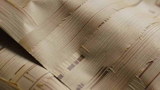 Detailed Macro View of Woven Banana Bark Packaging Emphasizing Natural Texture and Sustainable Craftsmanship Ideal for Eco Friendly Branding and Decorative Purposes