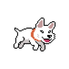 Pixel art cute dog vector in retro style