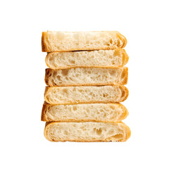 Stack of sliced toasted bread on transparent background