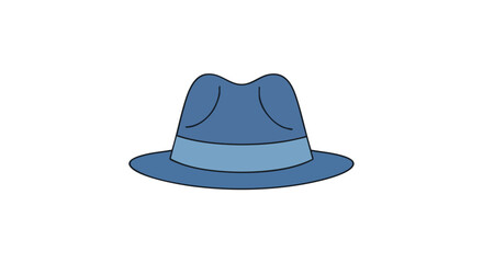 Charming Blue Fedora Hat Illustration: A Classic Style Statement for Various Projects