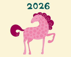 2026. Chinese new year 2026 celebration template, year of the horse with burning fire concept on a white background. New year 2026