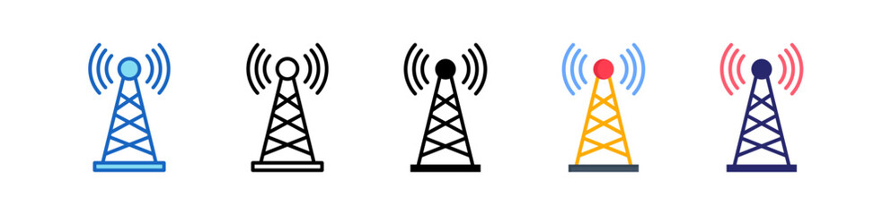 Tower Multiple Style Icon Set Collection. 