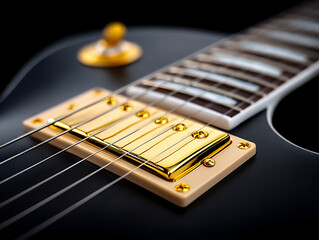 Fototapeta premium close-up of guitar strings being strummed or plucked with focused action and warm lighting